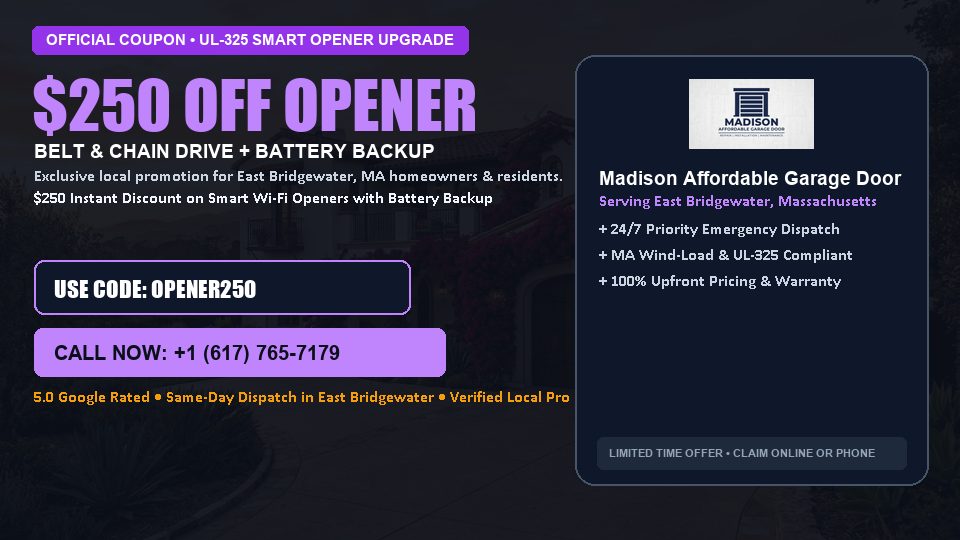 Madison Affordable Garage Door $250 OFF Premium LiftMaster Opener Installation